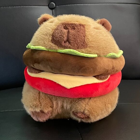 Big Capybara Cheeseburger Stuffed Plush!  9"  NWT - Picture 3 of 7